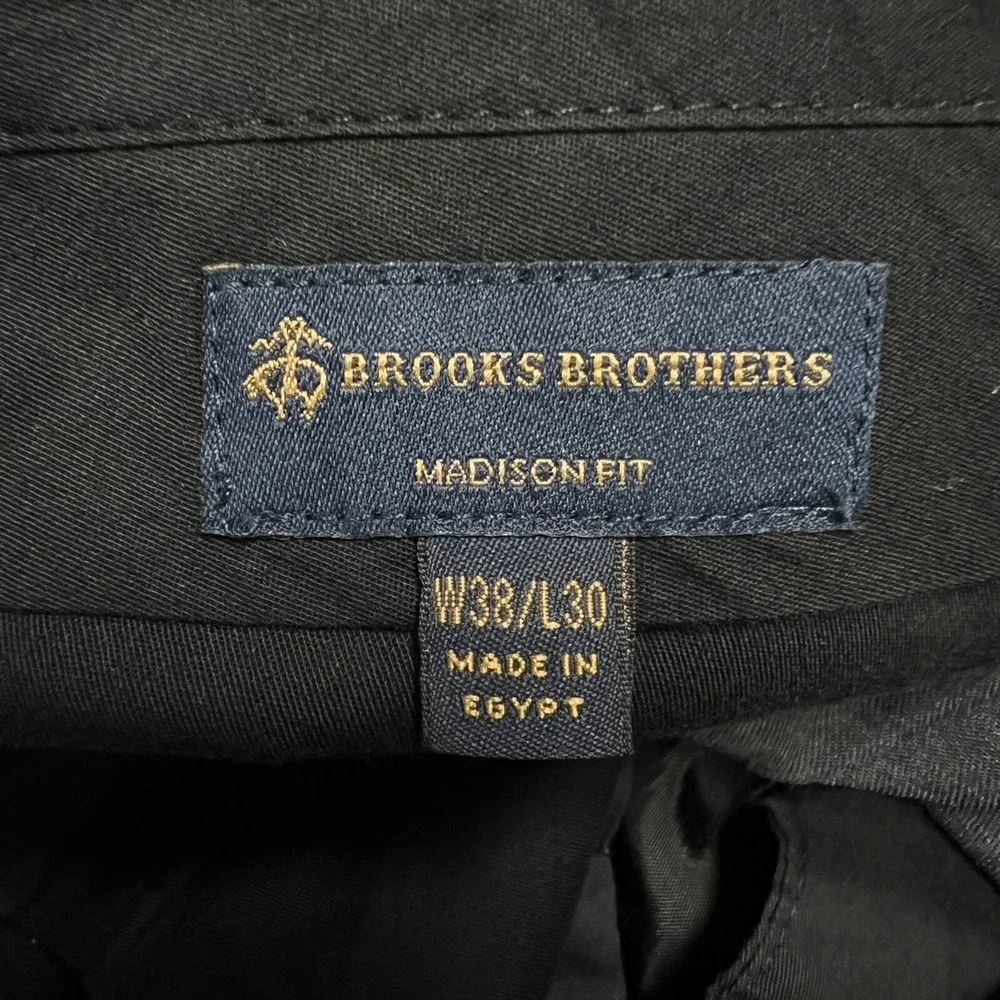Brooks Brothers Madison Dress Pants Mens 38x30‎ (36x30) Gray Wool Flat Front